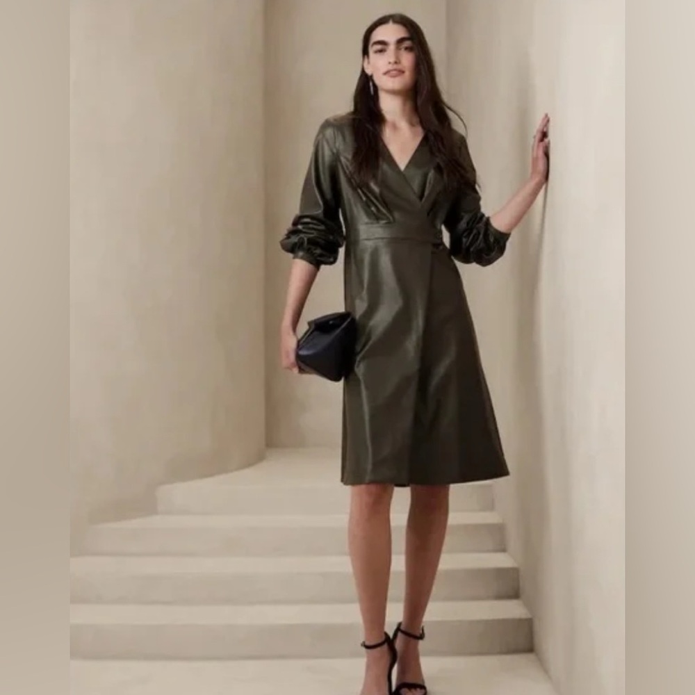 NWT Banana Republic Faux Leather Wrap Dress